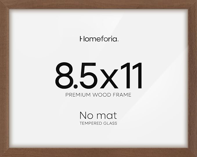 Homeforia Diploma Frame 8.5 x 11 Brown Wood, High End Dark Oak 8.5x11 Certificate Frames, 11x8.5 Document Frames for Wall or Tabletop, 8.5 by 11 Walnut Wooden Frame, Tempered Glass, Wall Kit, Set of 2