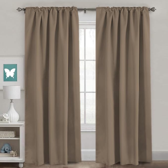 H.VERSAILTEX Blackout Curtains Thermal Insulated Window Treatment Panels Room Darkening Blackout Drapes for Living Room Back Tab/Rod Pocket Bedroom Draperies (2 Panels, Macchiato, 52 x 96 Inch)