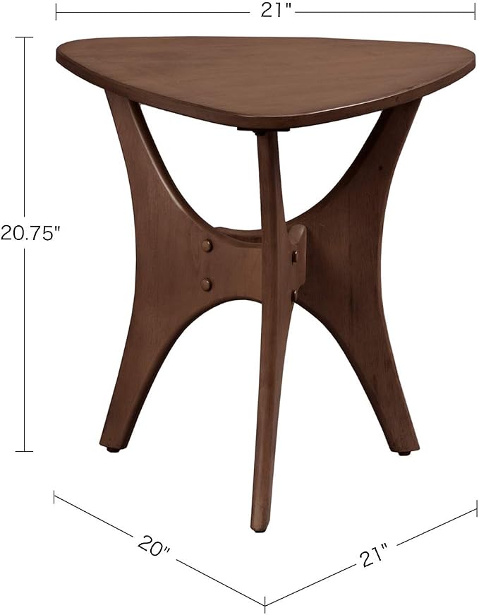 INK+IVY Blaze Triangle Wood Triangle Sofa Table Plywood with Wood Veneer Legs, Mid-Century Modern, Easy Assembly, Accent Furniture For Living Room, Minimalist Décor, Light Brown