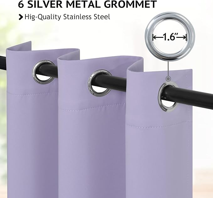 COSVIYA Curtains 84 inch Length 2 Panels Grommet Room Darkening,Thick Polyester Light Blocking Insulated Thermal Window Lilac Curtain Drapes for Bedroom/Living Room,42x84 inches