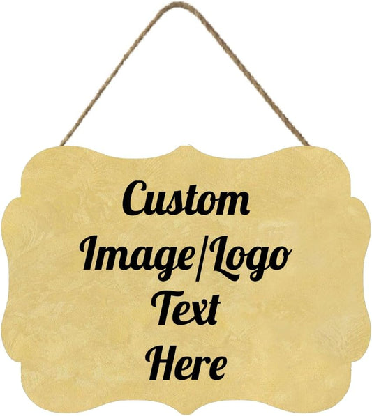 Personalized Wooden Welcome Sign Front Door Decor - Customized Image/Text Hanging Sign for Home Office - Farmhouse Decorations 11.2 * 8 Inch