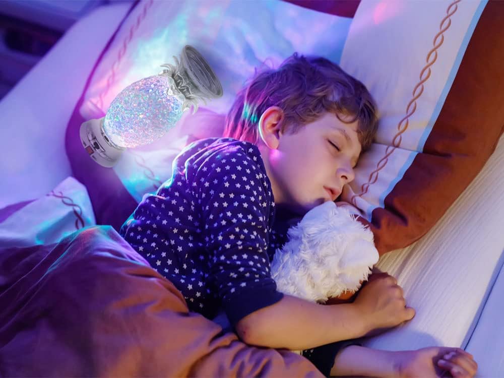 YAKii 9.5" Pineapple LED Color Changing Shine Lamp,Swirling Water Waves Lamp Kid Safe Battery/USB Cable Operated,Table Lamp Candle Holder Table Decoration Silver(Pack of 2)