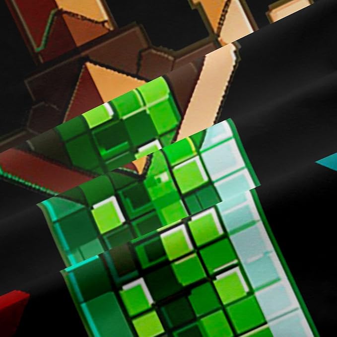 Castle Fairy Colorful Sword Window Curtain,Sandbox Building Games Living Room Decor Curtains,Boys Adult,Geometric Block Window Treatment Modern Miner Black Blackout Drapes 2 Panels,52Wx63L