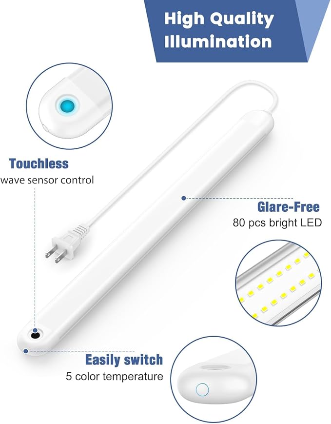 MYPLUS 36" Under Cabinet Lighting, Hand Wave Sensor Under Counter Lights for Kitchen, 600LM Bright LED, 5 Color Temps, Dimmable Under Cabinet Lights Plug in for Desk,Sink,Workbench