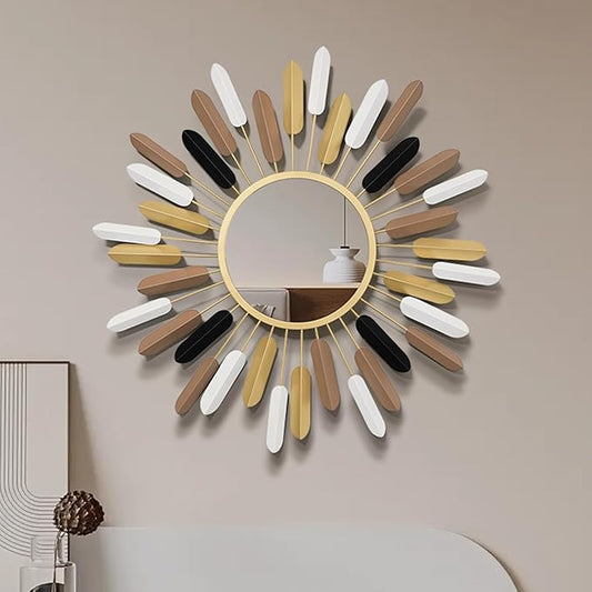 Sunburst Wall Decor Gold Sunburst Mirror,30”Gold Decorative Mirrors for Wall Handmade Living Room & Bedroom