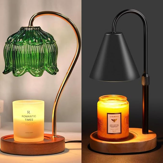 Candle Warmer Lamp With Timer Dimmable, Christmas Birthday Gifts for Women Mom, Modern Candle Lamp, Black Candle Warmer for Jar Scented Candles, Home Decor, Vintage Wax Melt Warmer with 2 Bulbs