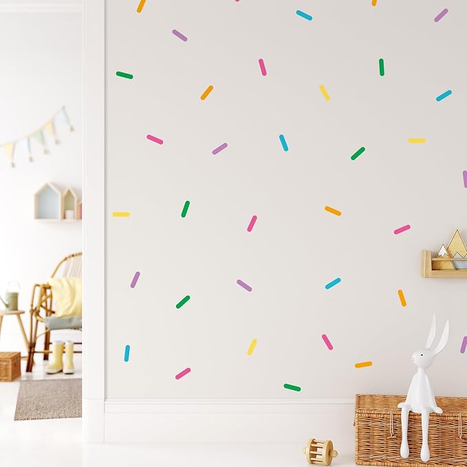 Removable Wall Decals for Kids Room – Peel and Stick Wall Stickers for Girls & Boys Bedroom, Playroom & Nursery – Easy to Apply Wall Decor - Sprinkles