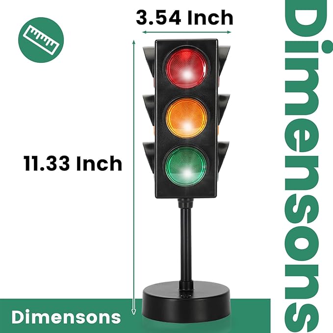 11 Inch Traffic Light Lamp with Base for Room Decoration, Stop Light Lamp with Color Changing and Blinking Modes, Traffic Light Desk Lamp for Bedroom, Classroom,Party Decorations, 1 Pack