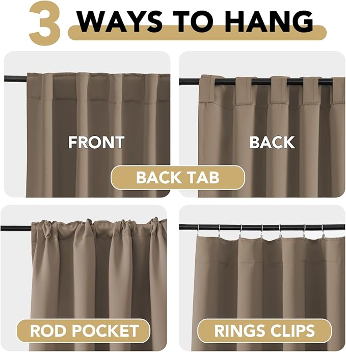 H.VERSAILTEX Blackout Curtains Thermal Insulated Window Treatment Panels Room Darkening Blackout Drapes for Living Room Back Tab/Rod Pocket Bedroom Draperies (2 Panels, Macchiato, 42 x 84 Inch)