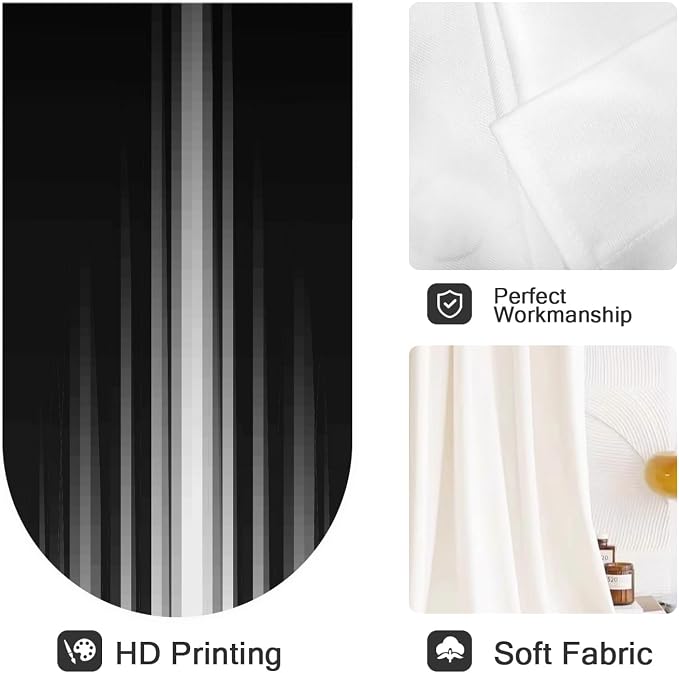 Coxila Black and White Kitchen Valance Curtains Small Short Ombre Dark Goth Abstract Gradient Design Simple Gothic Men Window Swag Toppers 28 x 36 inch Bathroom Bedroom Living Room Rod Pocket Drapes