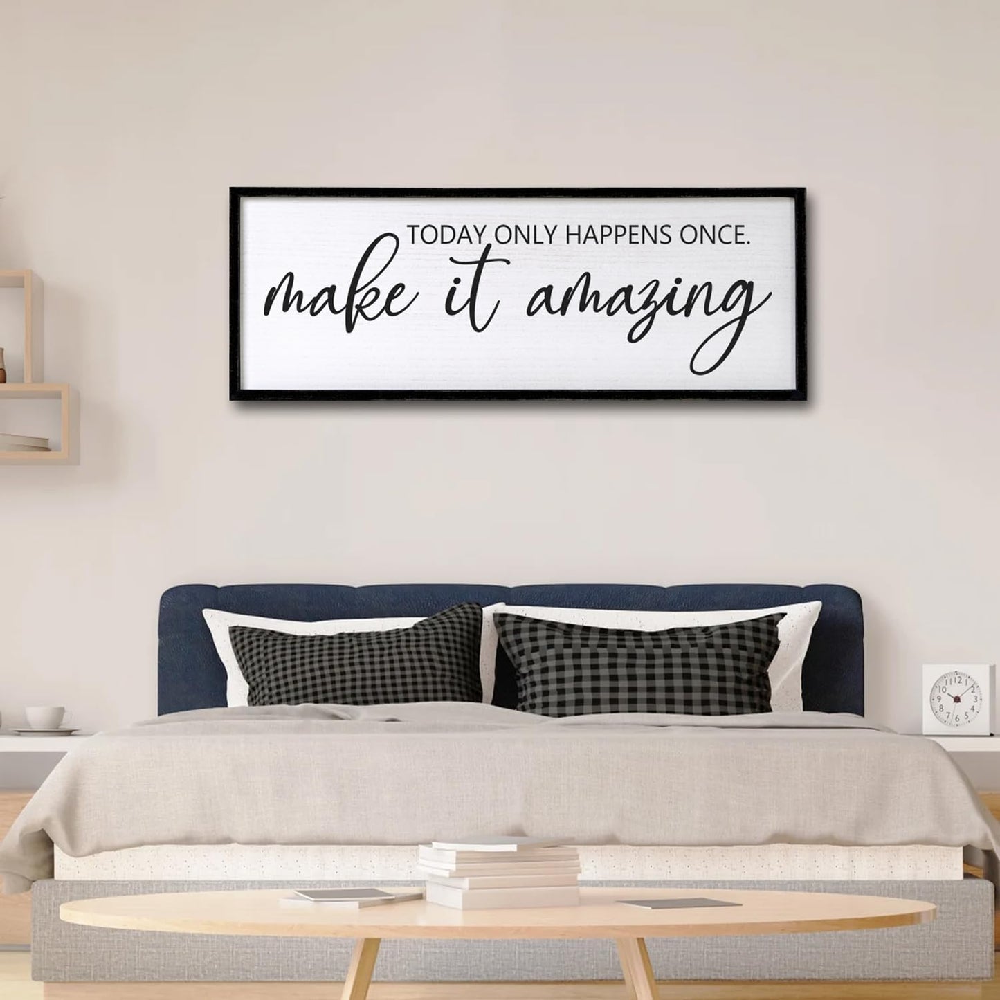 Today Only Happens Once Make It Amazing Framed Wall Art, 40''×15'' Rustic Religious Christian Lords Prayer Sign for God Jesus Christ Prayer, Horizontal Holy Inspirational Catholic Scripture Decor