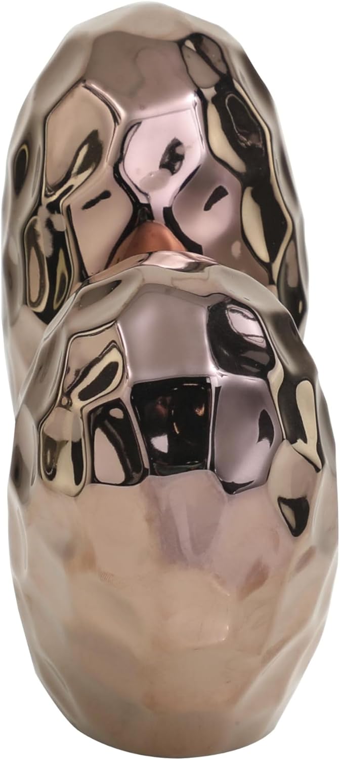 Deco 79 Ceramic Heart Decorative Sculpture Dimensional Angled Origami Inspired Home Decor Statue with Faceted Exterior, Accent Figurine 8" x 3" x 8", Rose Gold