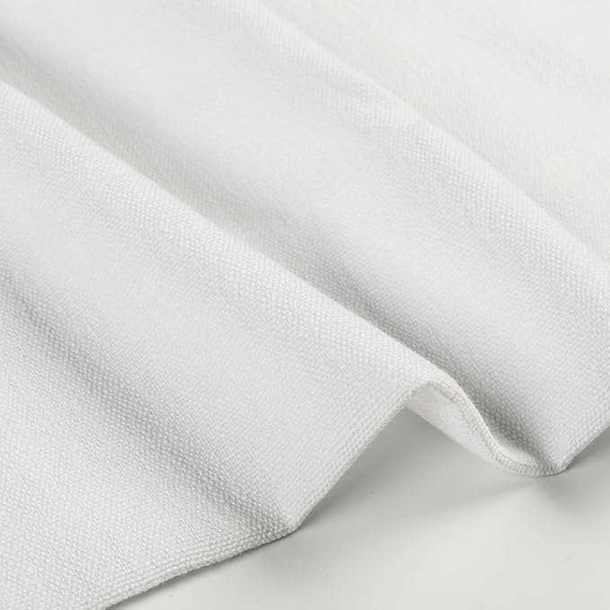 TWOPAGES 42" W x 36" L Linen Blend Cafe Curtains for Kitchen Window, Light Filtering Pinch Pleated Tier Curtains, Modern Farmhouse Half Window Curtains for Bathroom, Snow White, 2 Panels