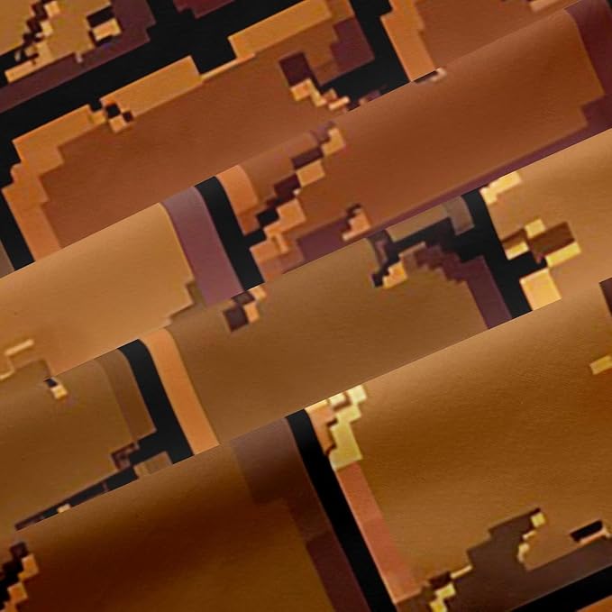 Castle Fairy Miner Square Window Curtain,Pixelated Theme Privacy Blackout Curtain for Window Video Games Shade Windows Covering for Bedroom Brown Pixel Style Drapes 2 Panels,42Wx90L