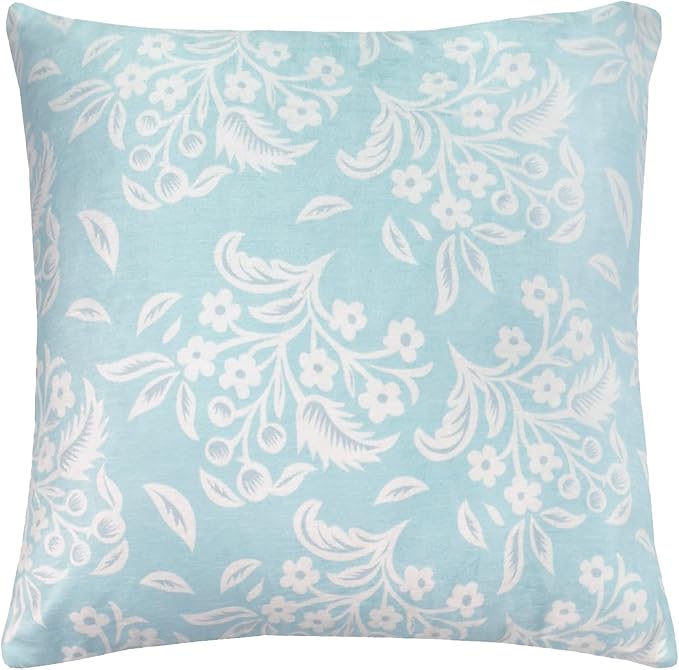 Decorative Throw Pillow Set of 4, 18" x 18" Colorful Blue Floral Accent Pillow Covers, Velvet Crane