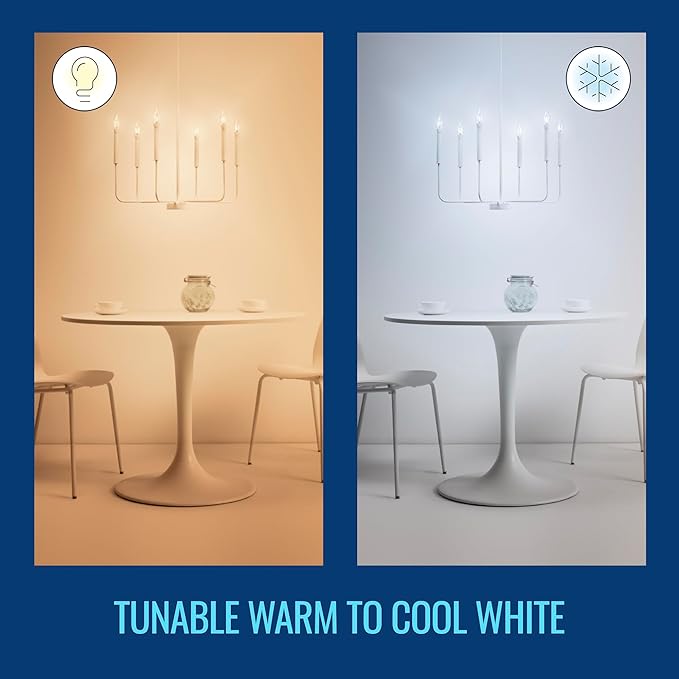 WiZ Connectd Clear 40W BA11 Tunable White Filament LED Smart Bulb - Pack of 6 - E12 - Indoor - Connects to Wi-Fi - Control with Voice or App - Matter Compatible