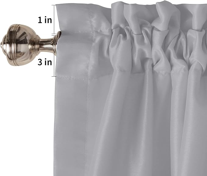 45 Inch Long Tier Curtains for Kitchen, Solid Color Gray Bathroom Window Curtains Rod Pocket Short Curtains Window Treatment Tiers for Living Room Farmhouse 2 Panels