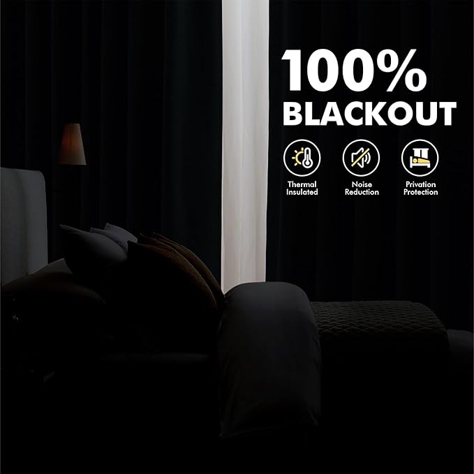 MIULEE 100% Blackout Linen Curtains for Bedroom, Greyish White Solid Luxury Decor Thermal Insulation Room Darkening Drapes for Living Room Back Tab Rod Pocket 42 x 84 Inches, 2 Panels
