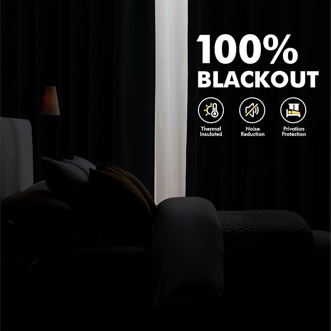 MIULEE 100% Blackout Linen Curtains for Bedroom, Midnight Blue Solid Luxury Decor Thermal Insulation Room Darkening Drapes for Living Room Back Tab Rod Pocket 42 x 63 Inches, 2 Panels