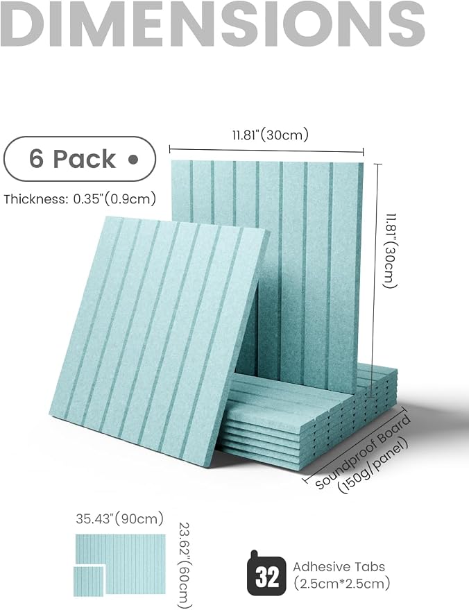Fluxynara Large Felt Bulletin Board 36"x24" Cork Board Alternative - 6 Pack with 32 Safe Removable Adhesive Tabs, Cork Boards for Walls Cork Board for Home Office Classroom Pin Board-Teal Blue