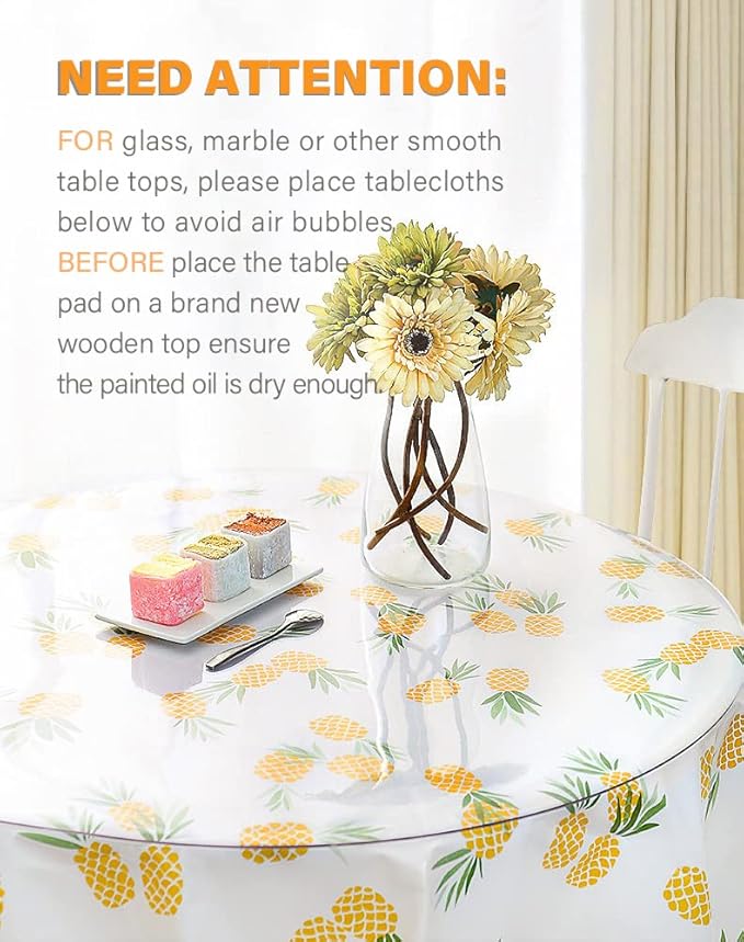 40 Inch Round Clear Plastic Table Protector Cover PVC Vinyl Desk Pad Mat Waterproof Non-Slip Easy Clean Tablecloth for Gaming Dining Room Table Coffee End Table Office Writing Desk