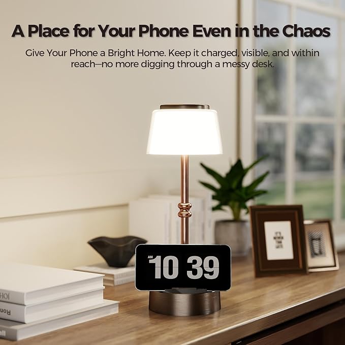 LED Cordless Lamp, 5 Colors Stepless Dimming Table Lamp, 4400mAh Rechargeable Battery with USB Charging Port, Portable Touch Bedside Light for Patio, Restaurant, Dining(2, Antique Brass)