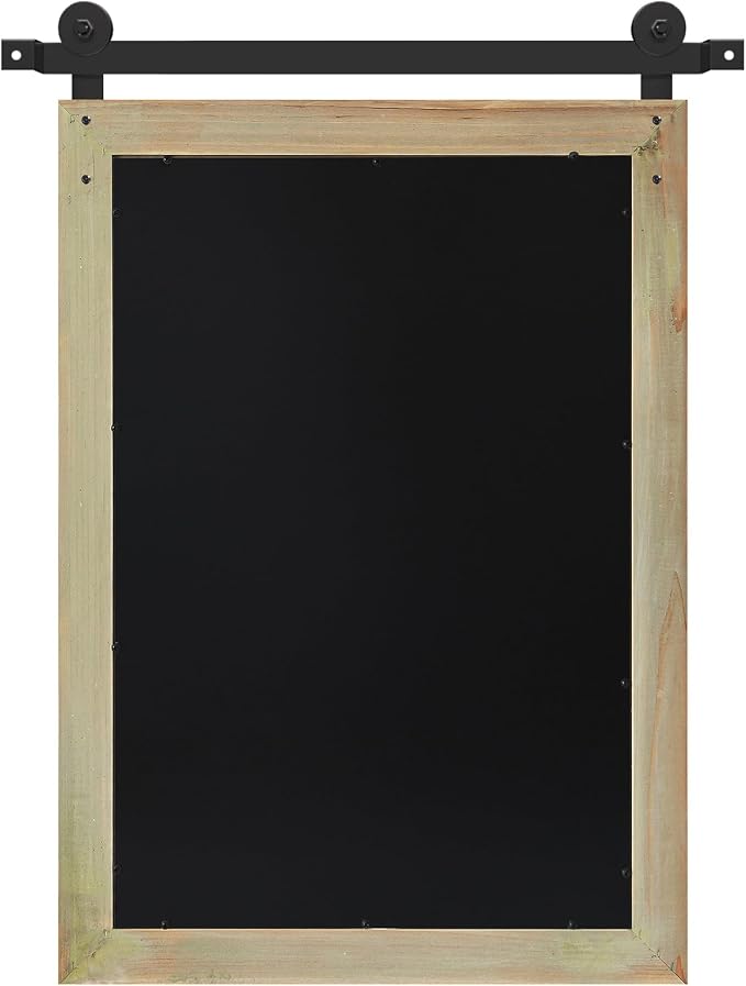 COGOOD Farmhouse Barn Door Mirror - 22" x 30" Rustic Wood Framed Wall Mirror for Bathroom, Living Room, Entryway Wall Decor (Burlywood)