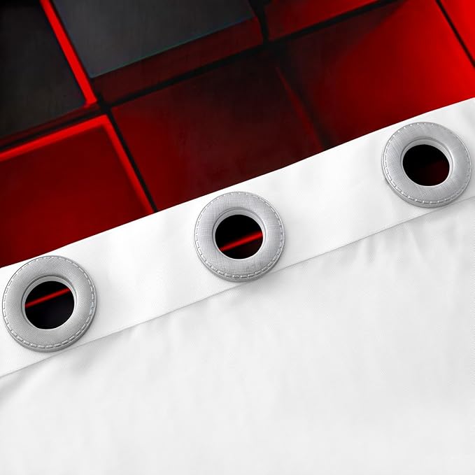 Feelyou Red and Black Darkening Drapes (2 Panels, 38 x 45 Inch) Light Geometric Curtains for Bedroom Living Room Kids Boys Girls Decor Blackout Curtains Modern Window Treatments