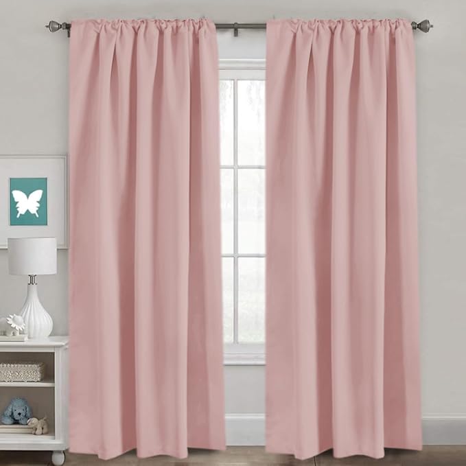 H.VERSAILTEX Blackout Curtains Thermal Insulated Window Treatment Panels Room Darkening Blackout Drapes for Living Room Back Tab/Rod Pocket Bedroom Draperies (2 Panels, Baby Pink, 52 x 96 Inch)
