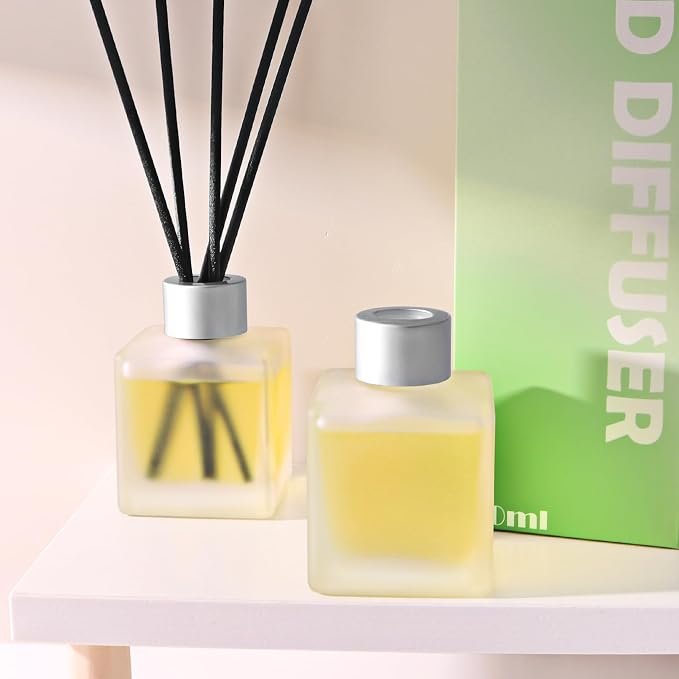 Reed Diffuser, Citrus & Orange Scented Oils Home Fragrance, 3.4fl oz(100ml) Long Lasting Fruity Air Freshener, Essential Oil for Bathroom Guest Room Decor (2 Pack)