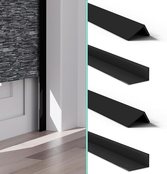 100% Blackout PVC Light Blocking Strips for Window Shades and Blinds, Block Light Along The Sides of Blackout Blinds, Easy to Install. (Black 58" 4pc)