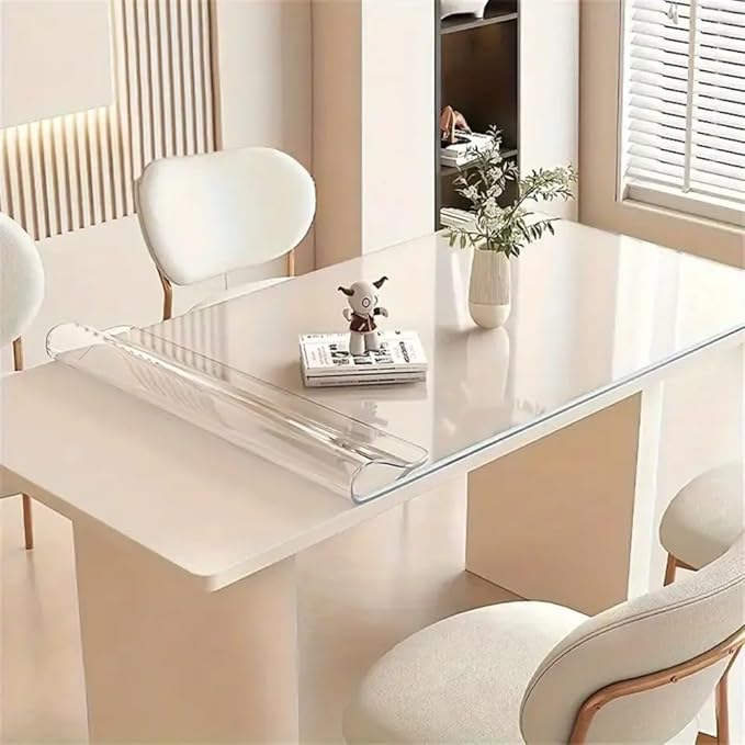 Clear Desk Mat 42 x 72 Inch, 1.5mm Thick Clear Table Protector, Protector for Dining Room Table, Waterproof Vinyl Tablecloth Pad Mat for Kitchen, Dresser, Writing Desk