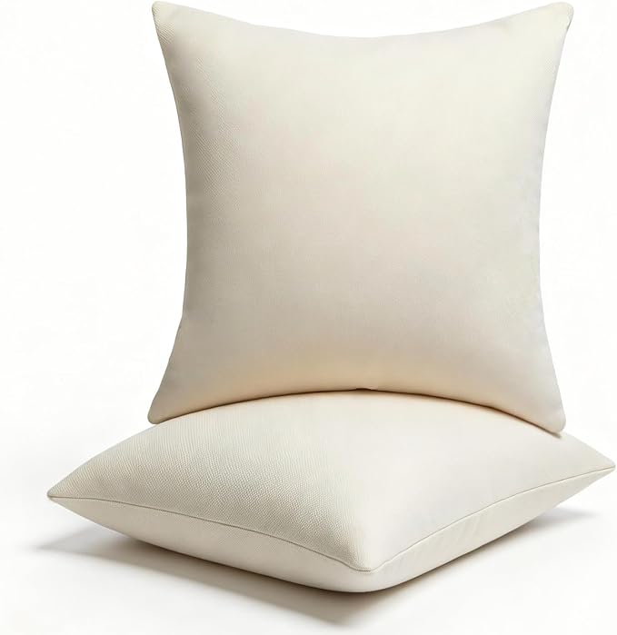 18x18 Throw Pillow for Couch,Living Room Pillows,Couch Pillows Set of 2, Lvory White
