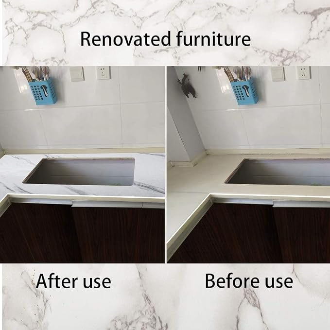 Large White Marble Granite Wallpaper Peel Stick Thicken 15.8x591inch Waterproof Furniture Sticker Self-Adhesive Contact Paper Marble Vinyl Wrap for Countertop Fireplace Backsplash DIY Wall Sticker