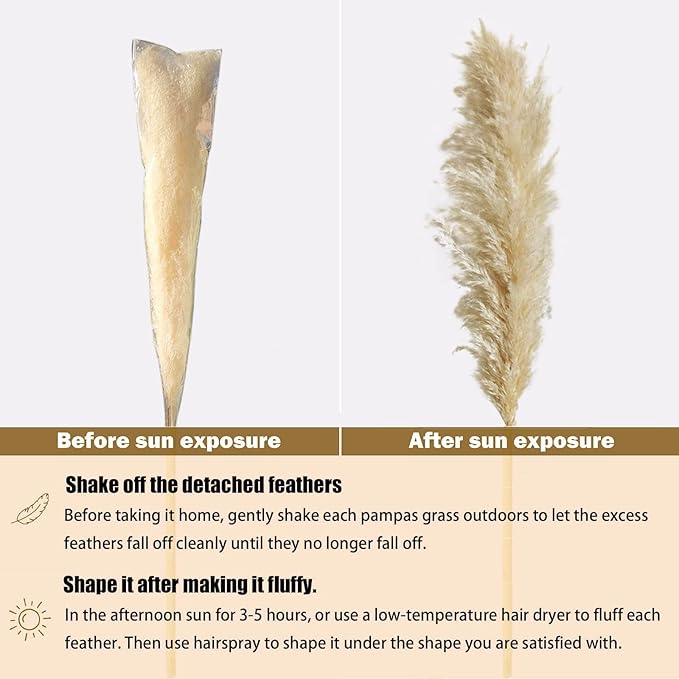 Pampas Grass Decor Tall 46 Inches,16 Stems Tall Pampas Grass for Floor Vase,Large Natural Dried Pompass Grass Branches Tall Fluffy,Boho Decor Pompous Grass No Shedding No Stench,for Home & Wedding