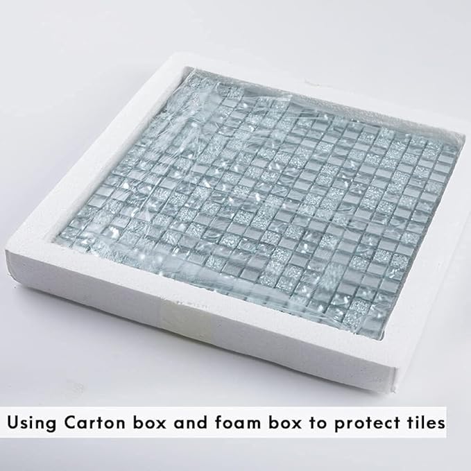 Diflart Peel and Stick Mirror Glass Mosaic Tile Crystal Square Frosted Backsplash for Kitchen Bathroom Wall Pack of 6 Sheets