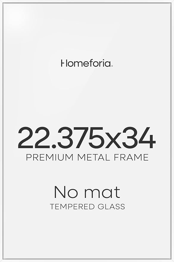 Homeforia 22.375x34 White Puzzle Frame, High End Metal 22.375 by 34 Picture Frames without Mat, 34 x 22.375 Thin Poster Frame for Wall, 22.375by34 Puzzle Photo Frame, Tempered Glass, Wall Kit, Set of 2
