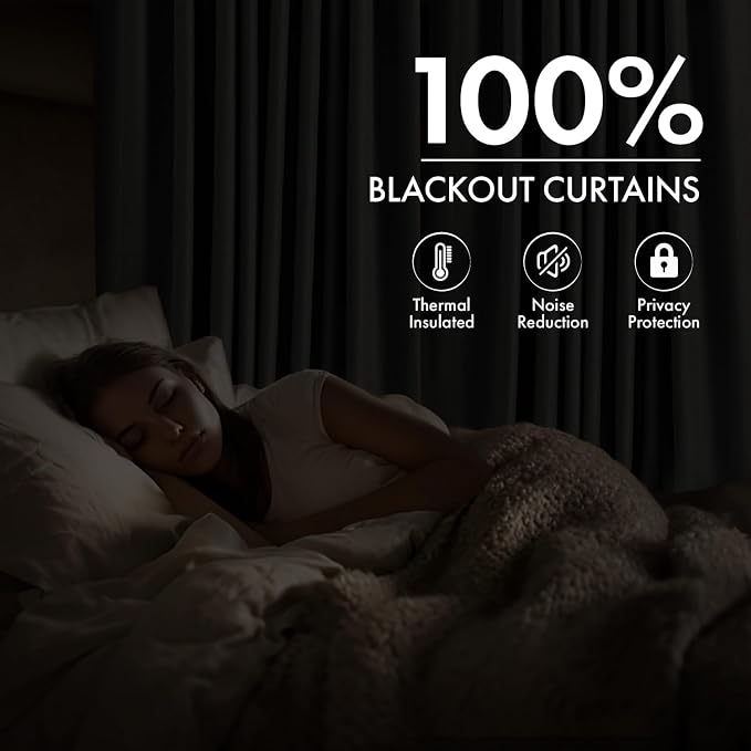 MIULEE 100% Blackout Linen Curtains for Bedroom 108 inches Long, Thermal Insulated Room Darkening Black Out Drapes for Living Room, Back Tab Rod Pocket, 2 Panels Set, 40 Wide x 108 Length, Light Blue
