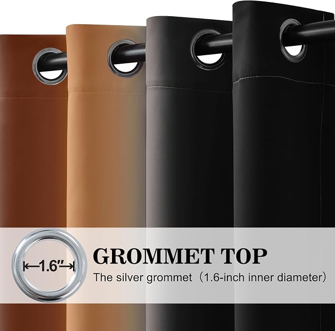 Yakamok Blackout Ombre Burnt Orange and Black Curtains-Gradient Room Darkening Curtain, Grommet Thermal Insulated Light Blocking Window Drapes Curtain for Living Room Bedroom,52 x 72 Inch,2 Panels