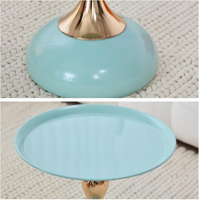 2-Pack Light Green Sleek Hourglass Side Table - Modern Stylish Accent Table with Glossy Finish & Metallic Detail - Ideal Decor for Living Room, Bedroom & Home Spaces