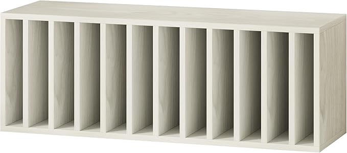 IOTXY DIY Modular Cube Bookcase - CubeXY Customizable Stackable Expandable Basic Shelving Units, 12-Cube Wooden Open Bookshelf with Removable Shelves for 10-inch Vinyl Record Storage Organizer, Oak