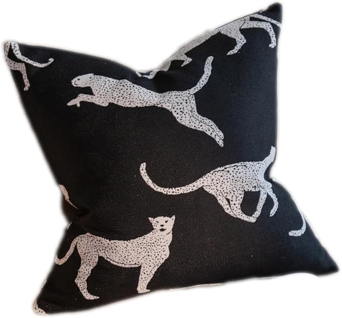 Croker Horse 22x22'' Throw Pillow Cushion Covers - Black Embroidery Leopard Cheetah Luxury Modern Style Couch Sofa Pillow Cover for Living Room Bedroom
