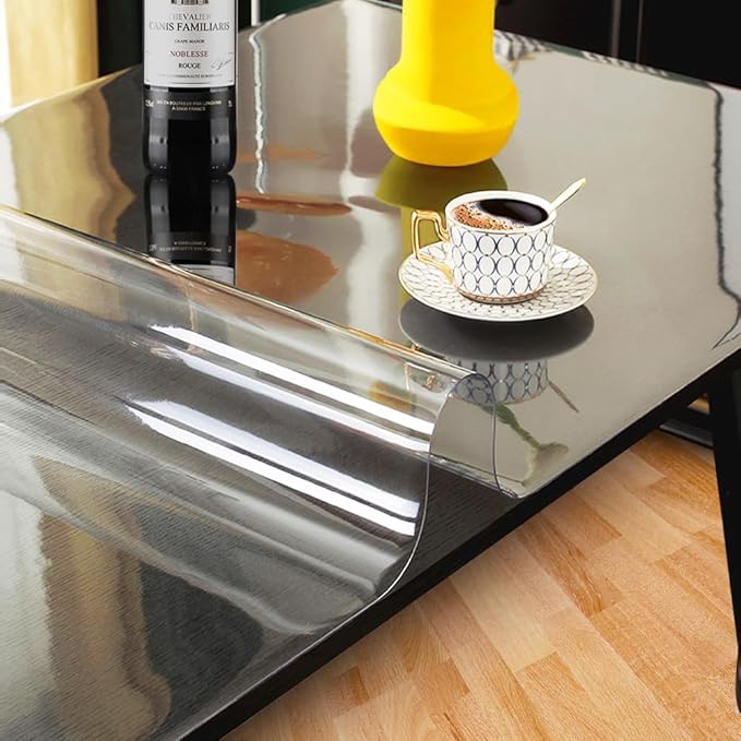 Kasepie PVC Clear Table Cover Protector 36X72Inch, 1.5mm Thick Plastic Table Cover Rectangle,Clear Table Protector,Desk Protector Mat for Kitchen, Dresser, Writing Desk，Dining Room Table