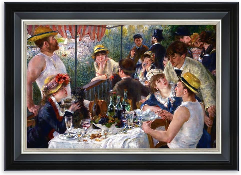 DECORARTS - Luncheon of the Boating Party by Pierre-Auguste Renoir. Giclee Prints on Canvas. Enhance Your Home and Office Decor with this Exquisite Framed Wall Art, Ready to Hang. 21.25x15.25