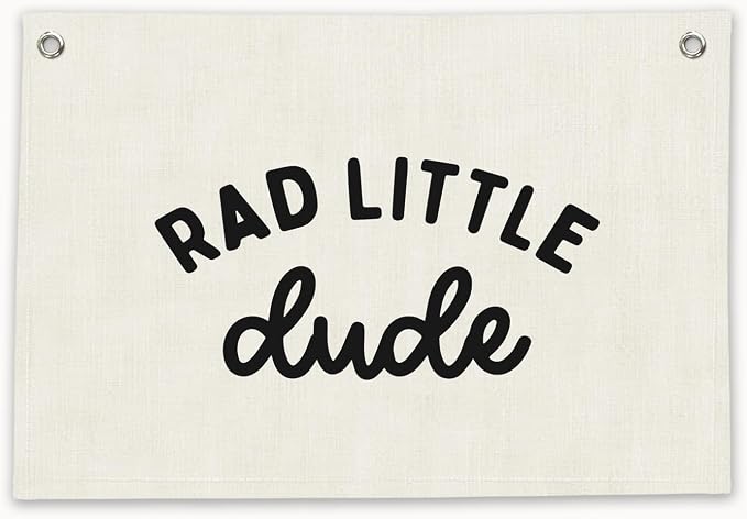 RTXLEZM Boys Room Decor, Rad Little Dude Room Canvas Banner Wall Hanging, Minimalist Black and White Wall Art Prints for Kids Toddler Boys Nursery Bedroom Playroom Decor, 20x30 Inch