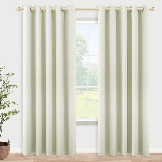 KOUFALL 60 Inch Wide Room Divider Curtains 2 Panel Set Split Privacy Sound Proof Boho Room Curtains for Sliding Glass Patio Doors,Cream Beige White,Total Width 120 x 84 Inch Long