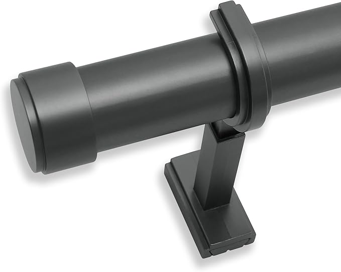 BlastHome® Non-Adjustable Luxury Curtain Rods for Windows, 1 ¼” Rod Set, 7 foot Fixed Length (Two Rods Connect for a Seamless Look), Matte Graphite