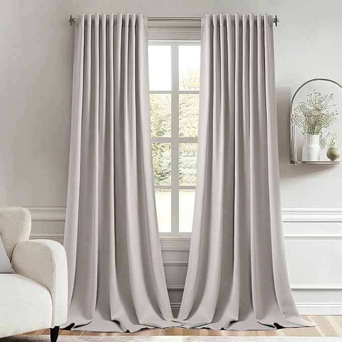 MIULEE Cobblestone Back Tab Blackout Curtains 120 Inch Long 2 Panels Set for Bedroom, Rod Pocket/Pinch Pleated Extra Long Thermal Insulated Living Room Darkening Light Blocking 10FT Drapes