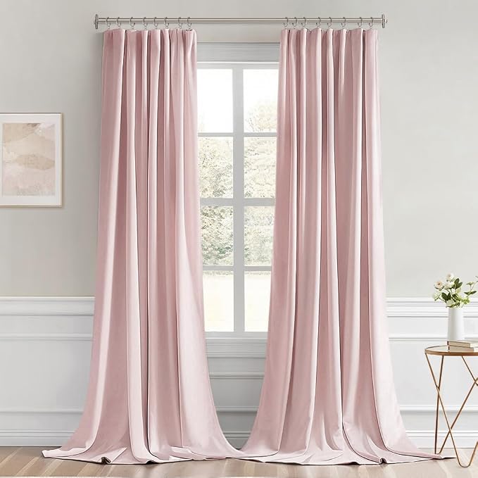 MIULEE Light Pink Back Tab Blackout Curtains 120 Inch Long 2 Panels Set for Living Room Bedroom Privacy Rod Pocket/Pinch Pleated Extra Long Thermal Insulated Room Darkening Light Blocking 10FT Drapes