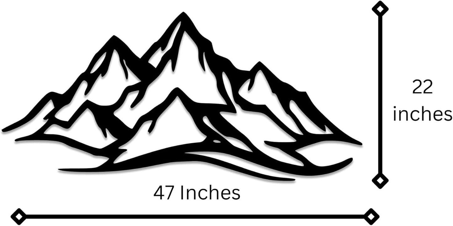 METALPLEX Mountain Range Metal Wall Art - Fade-Resistant and Rust-Free Indoor & Outdoor Aluminum Composite Wall Decor - Home Decor Wall Art For Living Room and Bedroom Decorations - Silver (47" x 22")